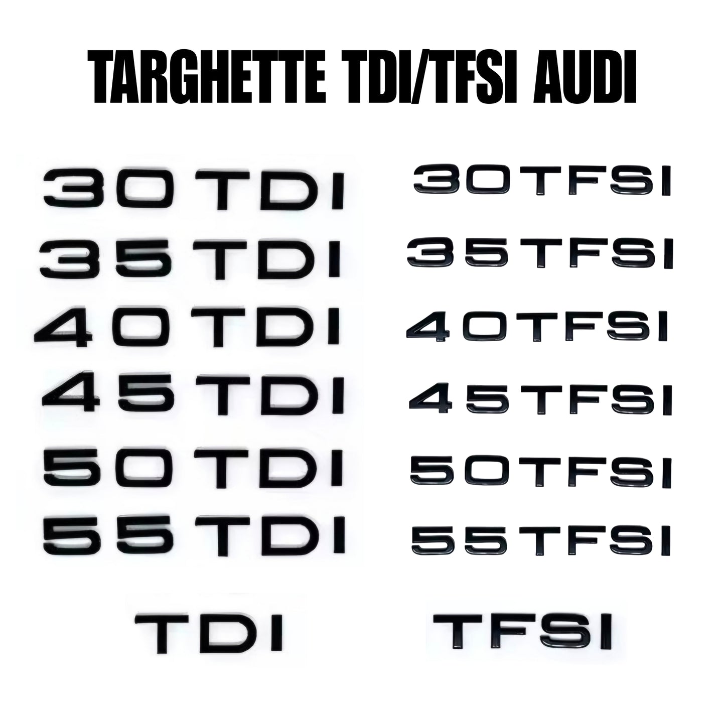 Targhette TDI/TFSI per Audi - NERO LUCIDO