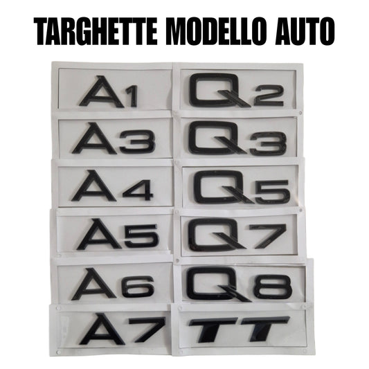 Targhette modello auto Audi - NERO LUCIDO