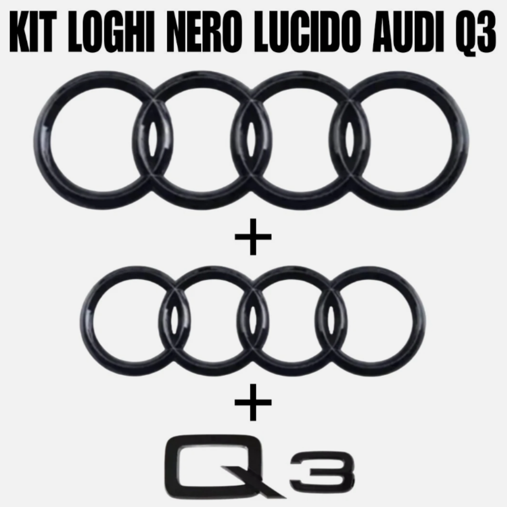 KIT completo LOGHI AUDI Q3 - Nero lucido - Fregi anteriore posteriore Q3
