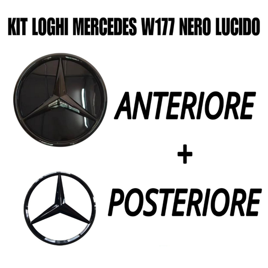 Kit loghi ANTERIORE + POSTERIORE - Mercedes Classe A W177 - NERO LUCIDO