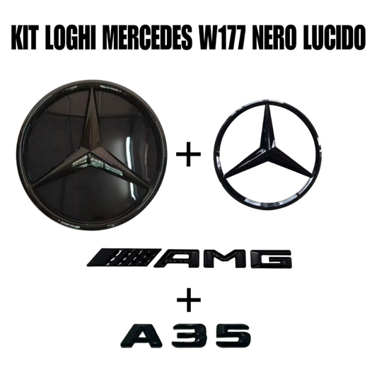 Kit loghi COMPLETO - Mercedes Classe A W177 - Anteriore + Posteriore + AMG + A35