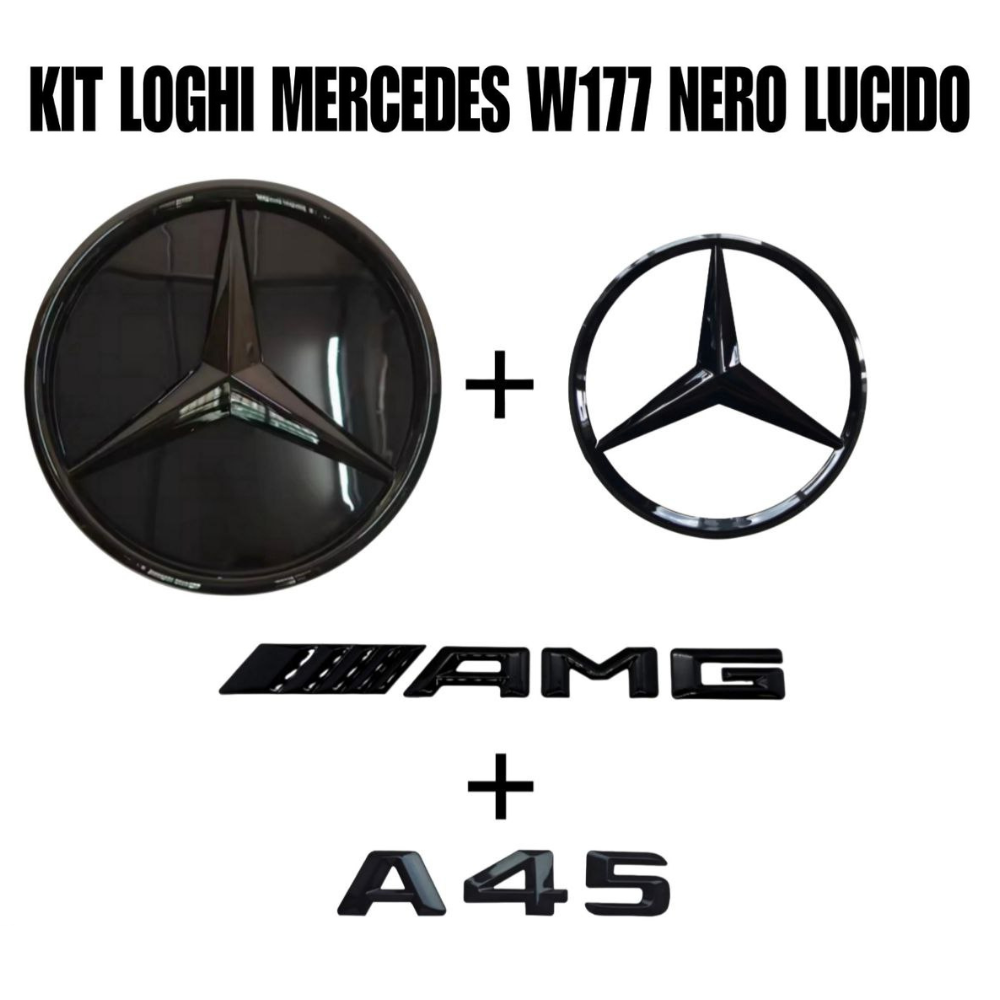Kit loghi COMPLETO - Mercedes Classe A W177 - Anteriore + Posteriore + AMG + A45