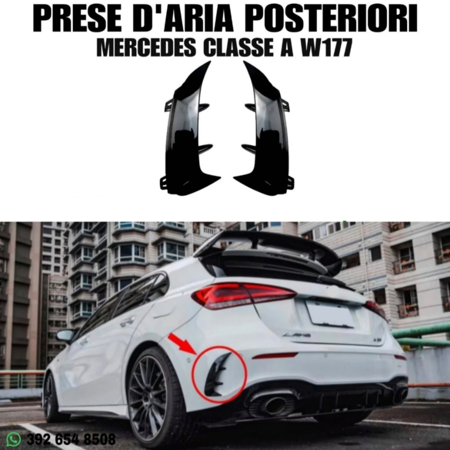 PRESE D'ARIA POSTERIORI PER MERCEDES CLASSE A W177 - NERE