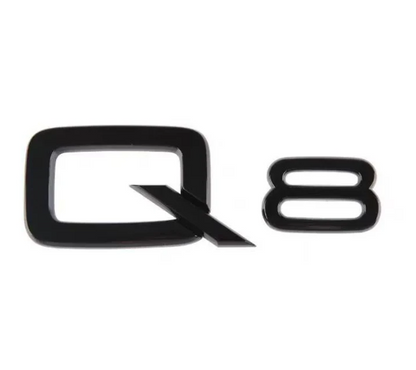 KIT completo LOGHI AUDI Q8 - Nero lucido - Fregi anteriore posteriore targhetta Q8